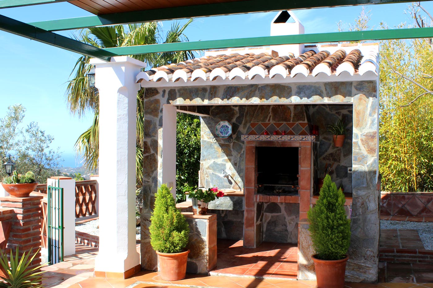 Barbecue area is well prepared and clean